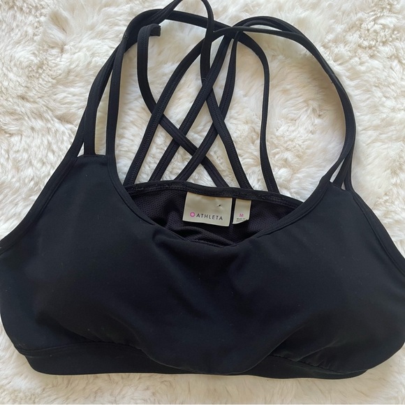 Athleta Black Strappy Sports Bra M - Picture 4 of 8